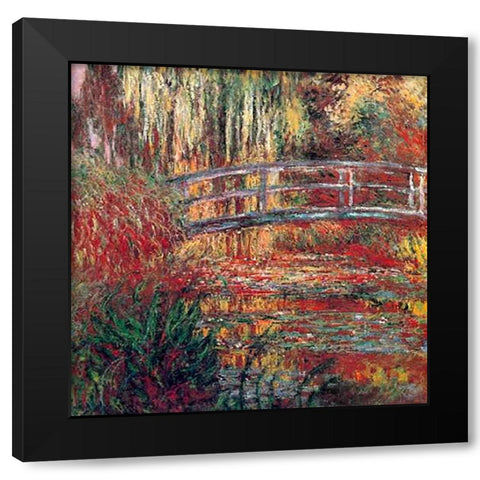 Water Garden And Japanese Footbridge 1900 Black Modern Wood Framed Art Print by Monet, Claude