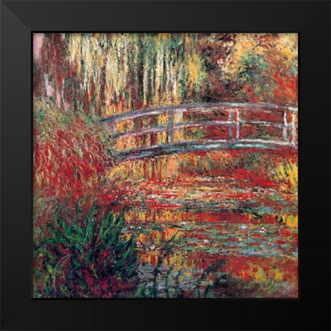 Water Garden And Japanese Footbridge 1900 Black Modern Wood Framed Art Print by Monet, Claude