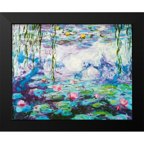Waterlilies Black Modern Wood Framed Art Print by Monet, Claude