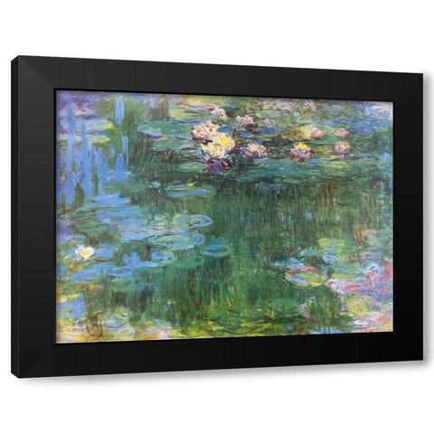 Waterlilies 1916 - 3 Black Modern Wood Framed Art Print with Double Matting by Monet, Claude