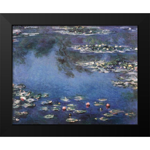 Waterlilies 3 Black Modern Wood Framed Art Print by Monet, Claude