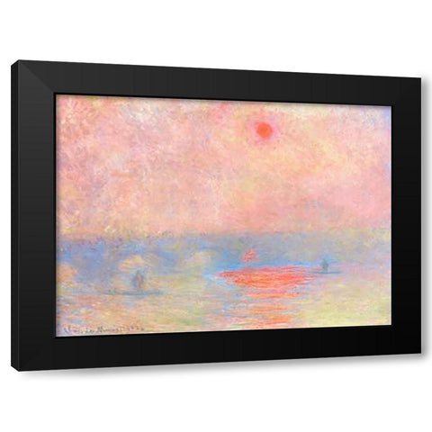 Waterloo Bridge Sun Through The Mist 1903 Black Modern Wood Framed Art Print with Double Matting by Monet, Claude