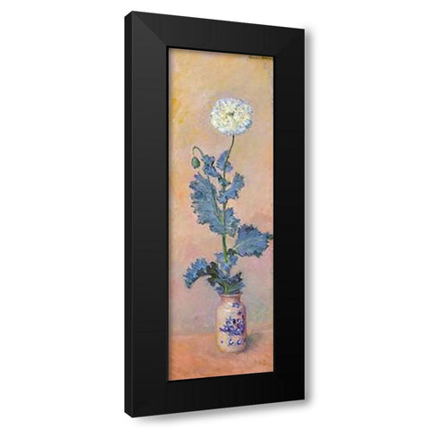 White Poppy Black Modern Wood Framed Art Print with Double Matting by Monet, Claude