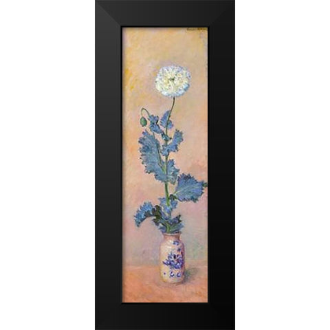 White Poppy Black Modern Wood Framed Art Print by Monet, Claude