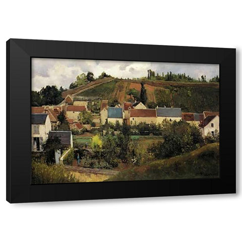 View Of LHermitage Jalais Hills Pontoise 1867 Black Modern Wood Framed Art Print with Double Matting by Pissarro, Camille