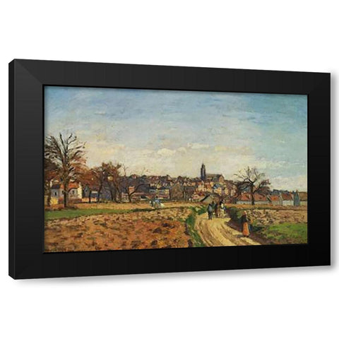View Of Pontoise 1873 Black Modern Wood Framed Art Print by Pissarro, Camille