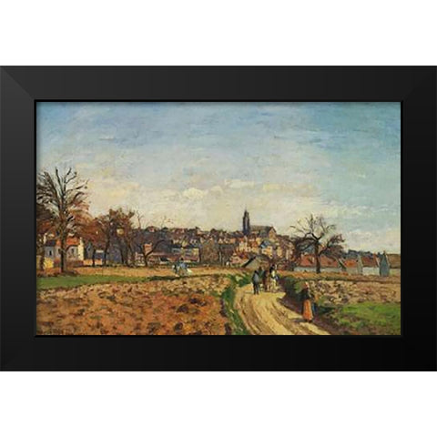 View Of Pontoise 1873 Black Modern Wood Framed Art Print by Pissarro, Camille