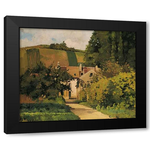 Village Street Pontoise 1868 Black Modern Wood Framed Art Print with Double Matting by Pissarro, Camille