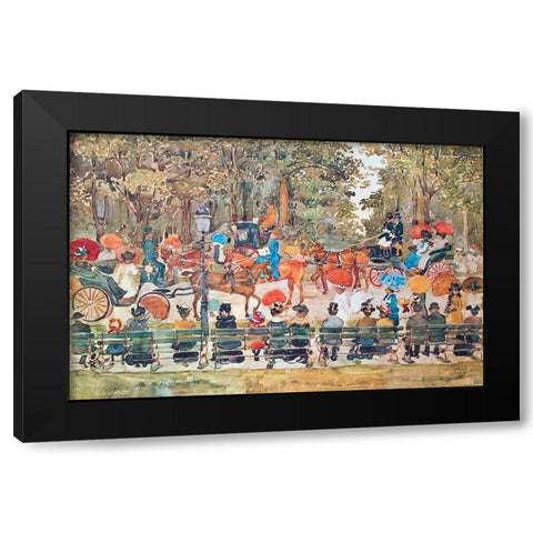 Central Park Black Modern Wood Framed Art Print by Prendergast, Maurice Brazil