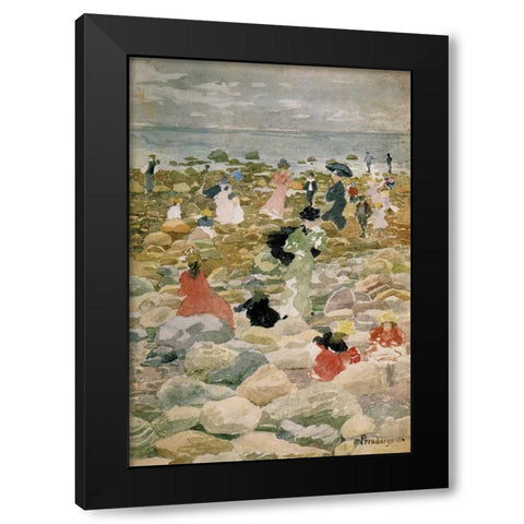 Low Tide Nantasket Black Modern Wood Framed Art Print with Double Matting by Prendergast, Maurice Brazil