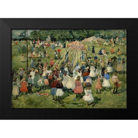 May Day Central Park Black Modern Wood Framed Art Print by Prendergast, Maurice Brazil