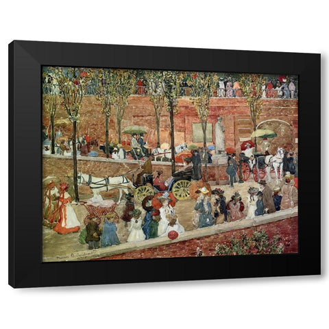 Monte Pincio Rome Black Modern Wood Framed Art Print with Double Matting by Prendergast, Maurice Brazil
