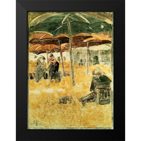 Orange Market Black Modern Wood Framed Art Print by Prendergast, Maurice Brazil