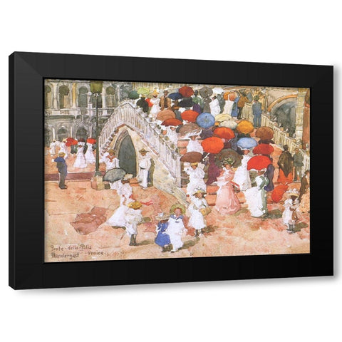 Ponte Della Paglia Black Modern Wood Framed Art Print by Prendergast, Maurice Brazil