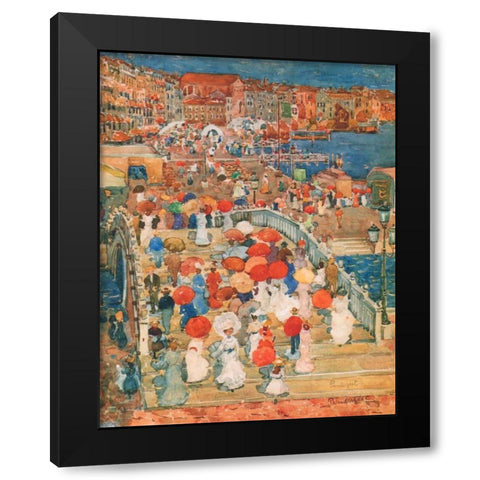 Ponte Della Paglia Marble Bridge Black Modern Wood Framed Art Print by Prendergast, Maurice Brazil