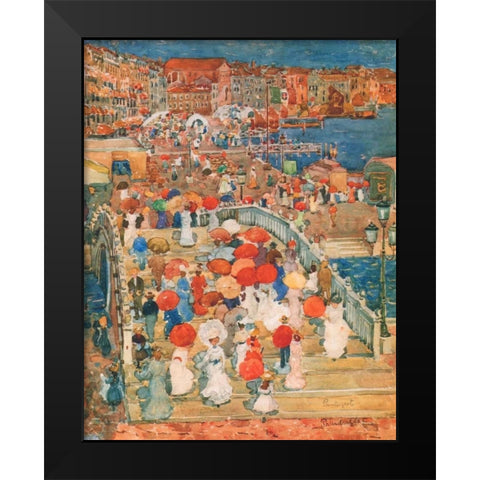 Ponte Della Paglia Marble Bridge Black Modern Wood Framed Art Print by Prendergast, Maurice Brazil