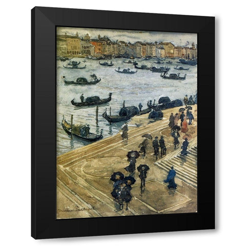 Rainy Day Venice 1899 Black Modern Wood Framed Art Print with Double Matting by Prendergast, Maurice Brazil