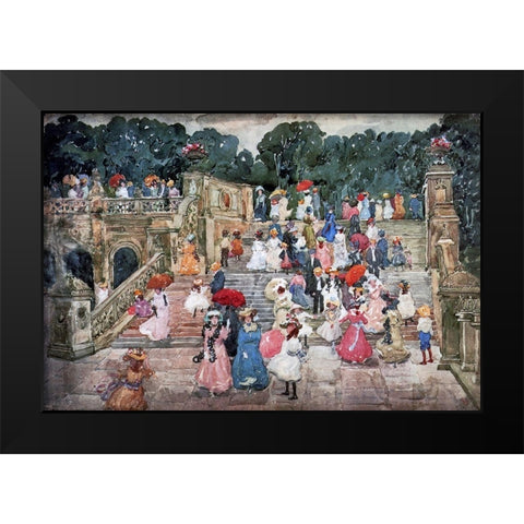 The Mall Central Park Black Modern Wood Framed Art Print by Prendergast, Maurice Brazil