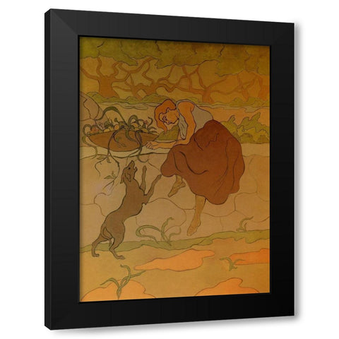 Femme Au Chien Qui Saute Black Modern Wood Framed Art Print by Ranson, Paul