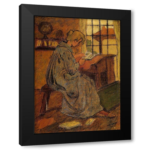 Jeune Fille Studieuse Black Modern Wood Framed Art Print with Double Matting by Ranson, Paul