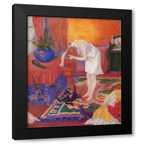 La Chevelure Dor Black Modern Wood Framed Art Print with Double Matting by Ranson, Paul