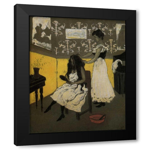 La Coiffure A La Bassine Rouge Black Modern Wood Framed Art Print with Double Matting by Ranson, Paul