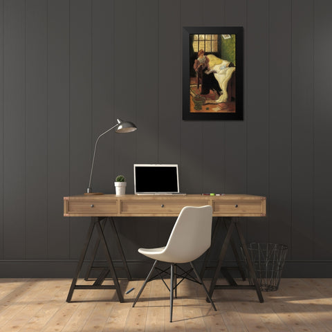 La Garde Malade Black Modern Wood Framed Art Print by Ranson, Paul