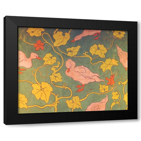 Les Canards Et Les Feuilles Black Modern Wood Framed Art Print by Ranson, Paul
