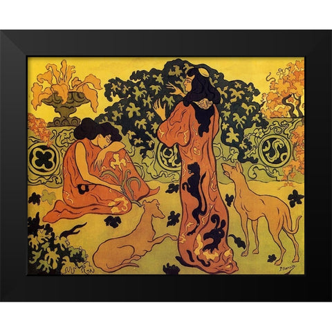 Les Princesses A La Terrasse Black Modern Wood Framed Art Print by Ranson, Paul