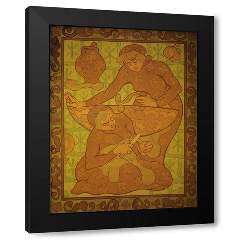 Les Servantes Black Modern Wood Framed Art Print with Double Matting by Ranson, Paul
