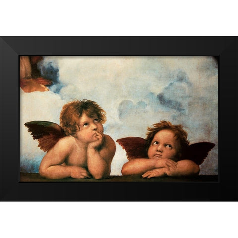 Cherubs Virgin Mary (detail) Black Modern Wood Framed Art Print by Raphael