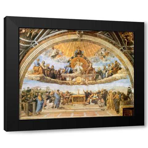 Dispute At The Eucharist Black Modern Wood Framed Art Print by Raphael