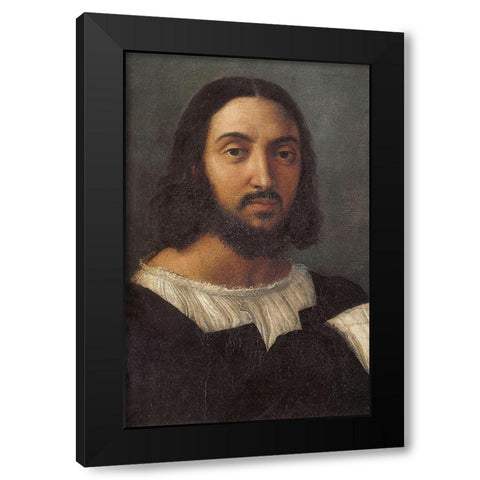 Double Portrait Detail Black Modern Wood Framed Art Print by Raphael