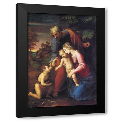 Holy Family With St John 2 Black Modern Wood Framed Art Print with Double Matting by Raphael