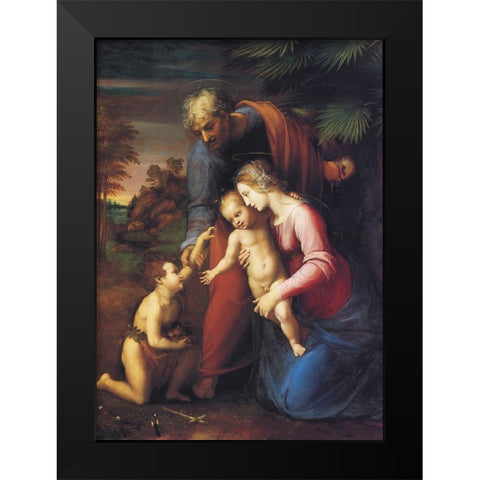 Holy Family With St John 2 Black Modern Wood Framed Art Print by Raphael