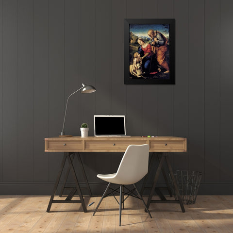 Holy Family With The Lamb Black Modern Wood Framed Art Print by Raphael