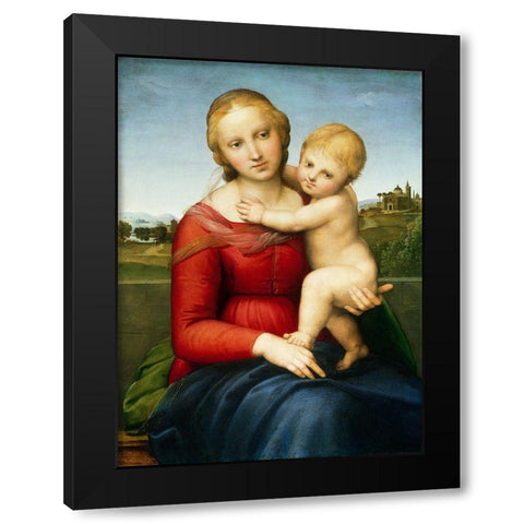 The Small Cowper Madonna, c. 1505 Black Modern Wood Framed Art Print with Double Matting by Raphael