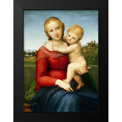 The Small Cowper Madonna, c. 1505 Black Modern Wood Framed Art Print by Raphael