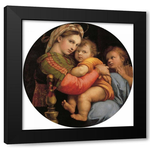 Madonna And Child With St John 6 Black Modern Wood Framed Art Print by Raphael