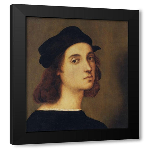 Self Portrait Black Modern Wood Framed Art Print by Raphael