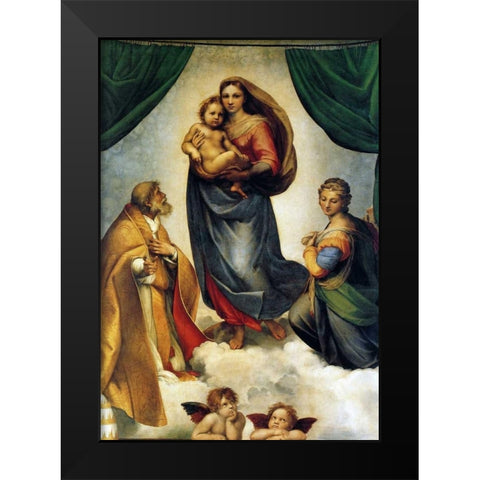 Sistine Madonna Black Modern Wood Framed Art Print by Raphael