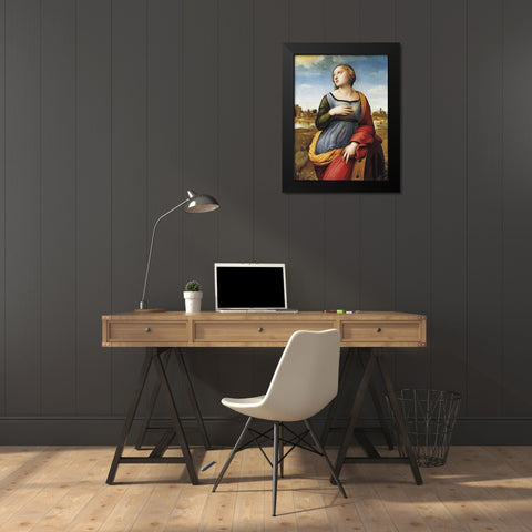 St Catherine Of Alexandria Black Modern Wood Framed Art Print by Raphael
