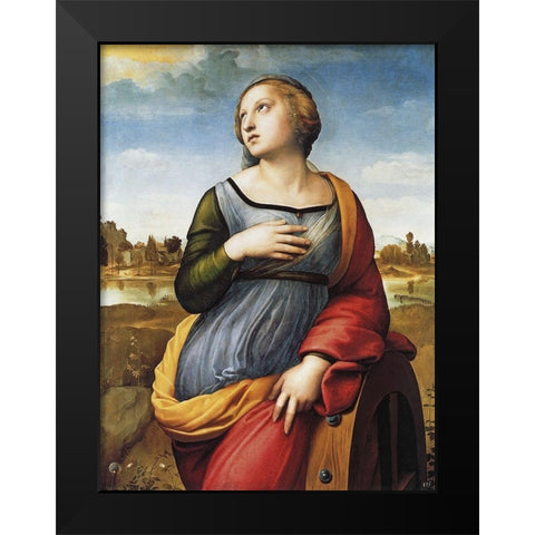 St Catherine Of Alexandria Black Modern Wood Framed Art Print by Raphael