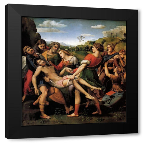 The Entombment Black Modern Wood Framed Art Print by Raphael
