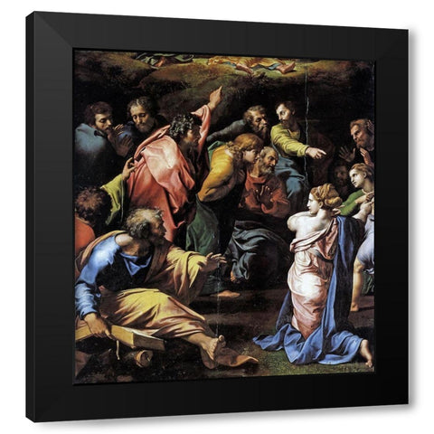 Transfiguration Detail Black Modern Wood Framed Art Print with Double Matting by Raphael