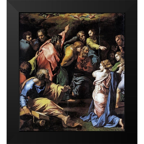Transfiguration Detail Black Modern Wood Framed Art Print by Raphael