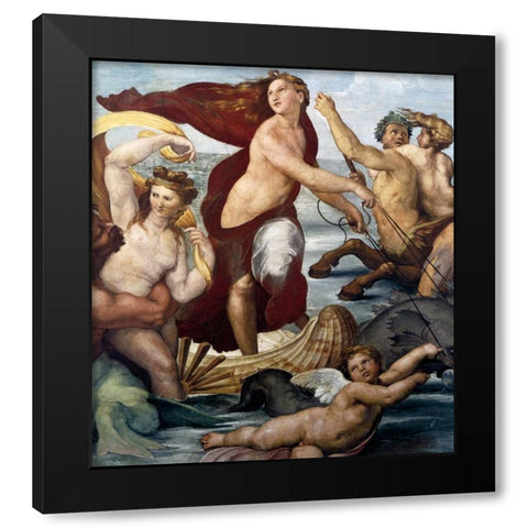 Triumph Of Galatea Detail Black Modern Wood Framed Art Print with Double Matting by Raphael