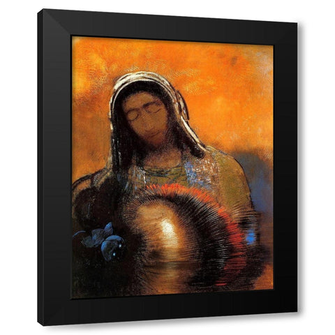 Buddha Black Modern Wood Framed Art Print by Redon, Odilon