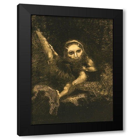 Caliban On A Branch Black Modern Wood Framed Art Print by Redon, Odilon