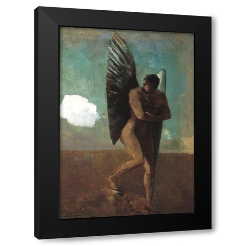 Fallen Angel Looking At A Cloud Black Modern Wood Framed Art Print with Double Matting by Redon, Odilon